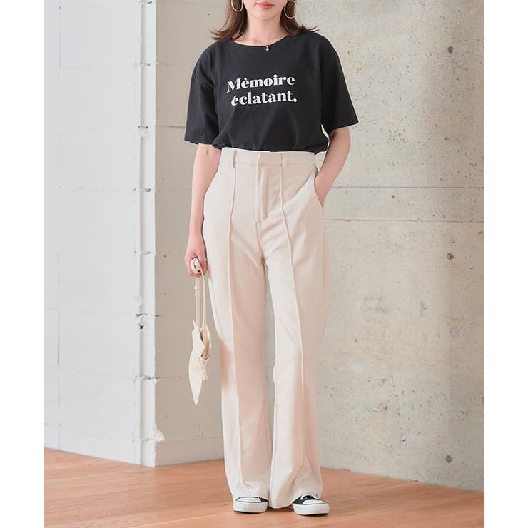 ガウディ◆綺麗ビジューロゴ！人気フリルスリーヴ白コットンストレッチＴシャツ！XS y3095_lbg.jpg?fitin=720:720