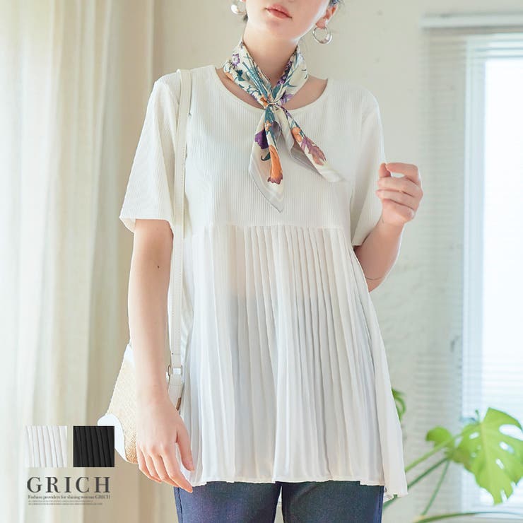 切替シフォンプリーツブラウス レディース シャツ | Growing Rich | 詳細画像1 
