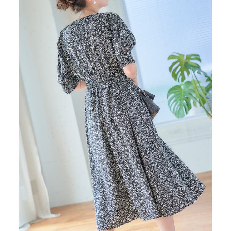 パフスリーブ花柄ワンピース ワンピース ロング | Growing Rich | 詳細画像4 