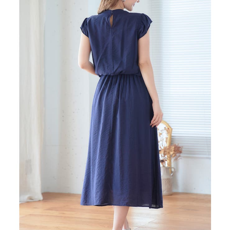 ウエストシェイプフリル袖ワンピース ワンピース ロング | Growing Rich | 詳細画像3 