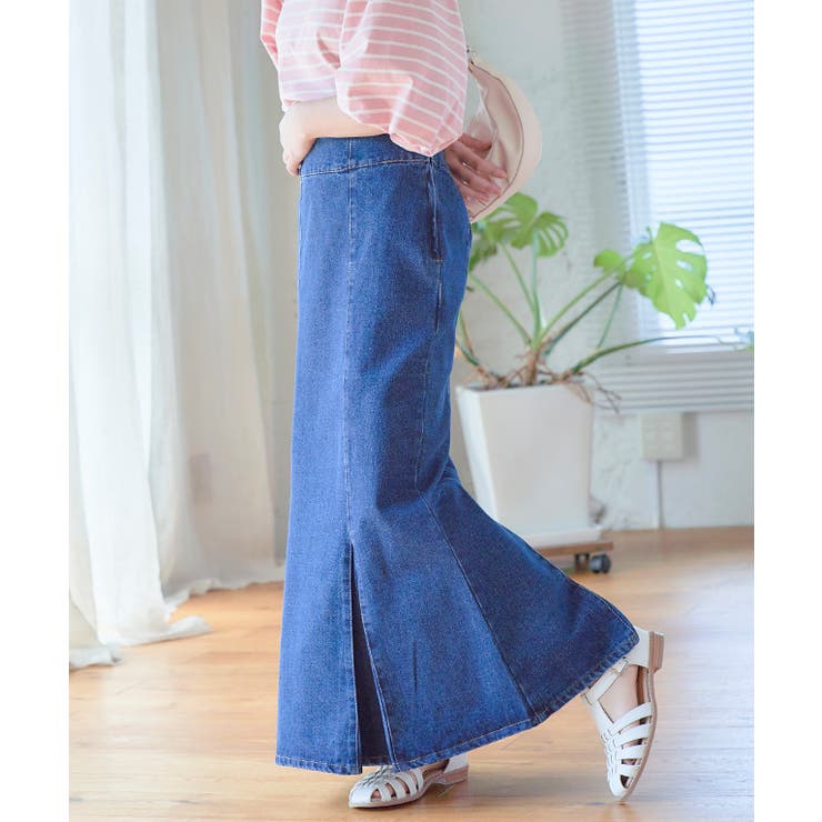 デニム ツイルハイウエストマーメイドスカート デニム | Growing Rich | 詳細画像3 