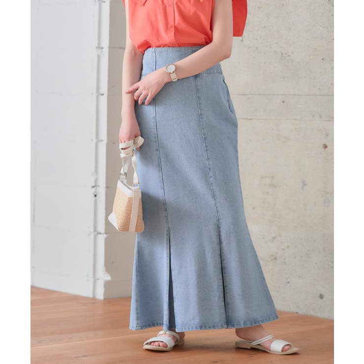 デニム ツイルハイウエストマーメイドスカート デニム | Growing Rich | 詳細画像5 