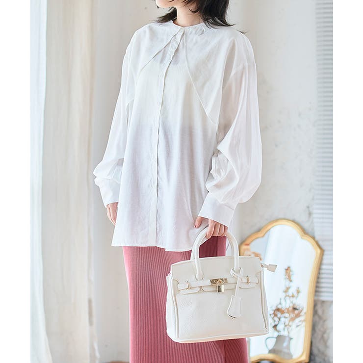 ケープカラーラッフルデザインシャツ トップス ブラウス | Growing Rich | 詳細画像10 