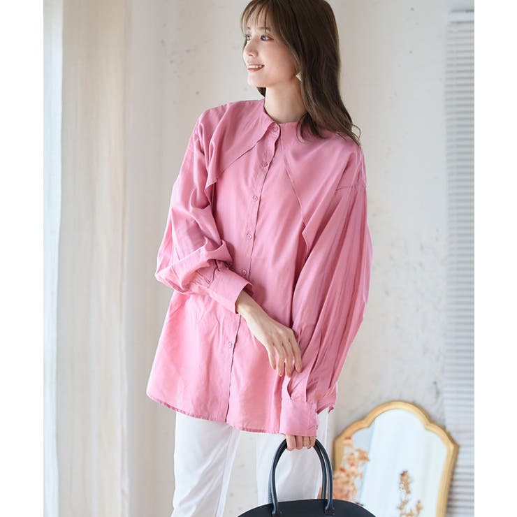 ケープカラーラッフルデザインシャツ トップス ブラウス | Growing Rich | 詳細画像13 