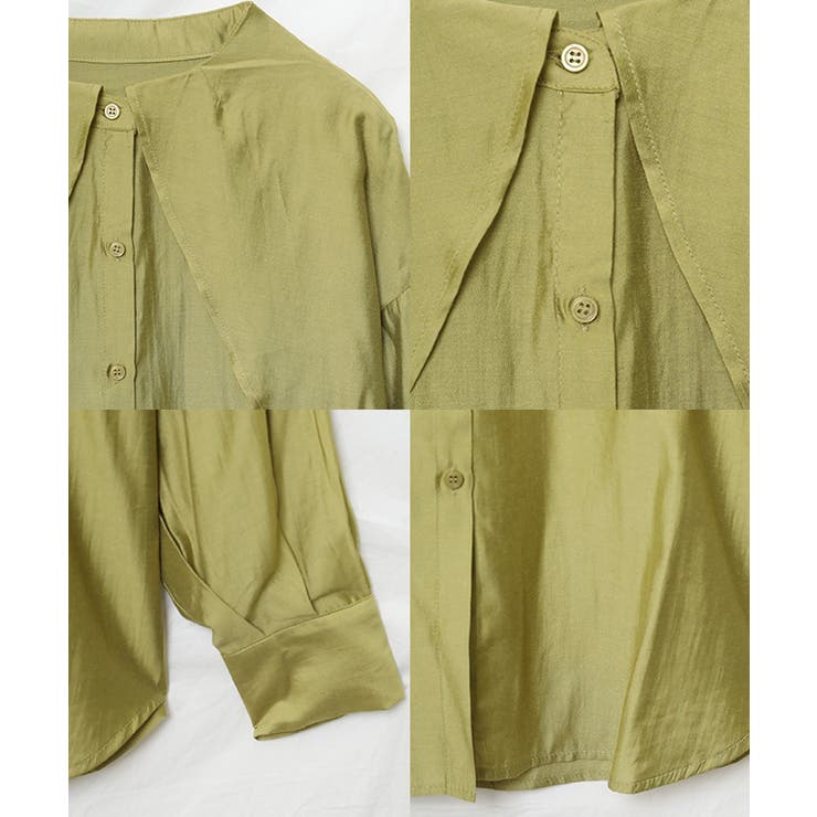 ケープカラーラッフルデザインシャツ トップス ブラウス | Growing Rich | 詳細画像16 