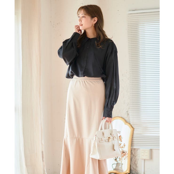 ケープカラーラッフルデザインシャツ トップス ブラウス | Growing Rich | 詳細画像3 