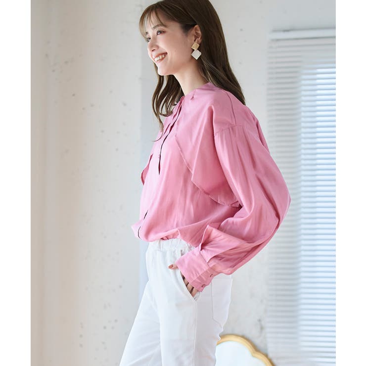 ケープカラーラッフルデザインシャツ トップス ブラウス | Growing Rich | 詳細画像6 