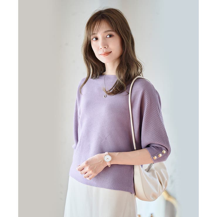 選べる袖丈 袖スタッズニット トップス | Growing Rich | 詳細画像8 