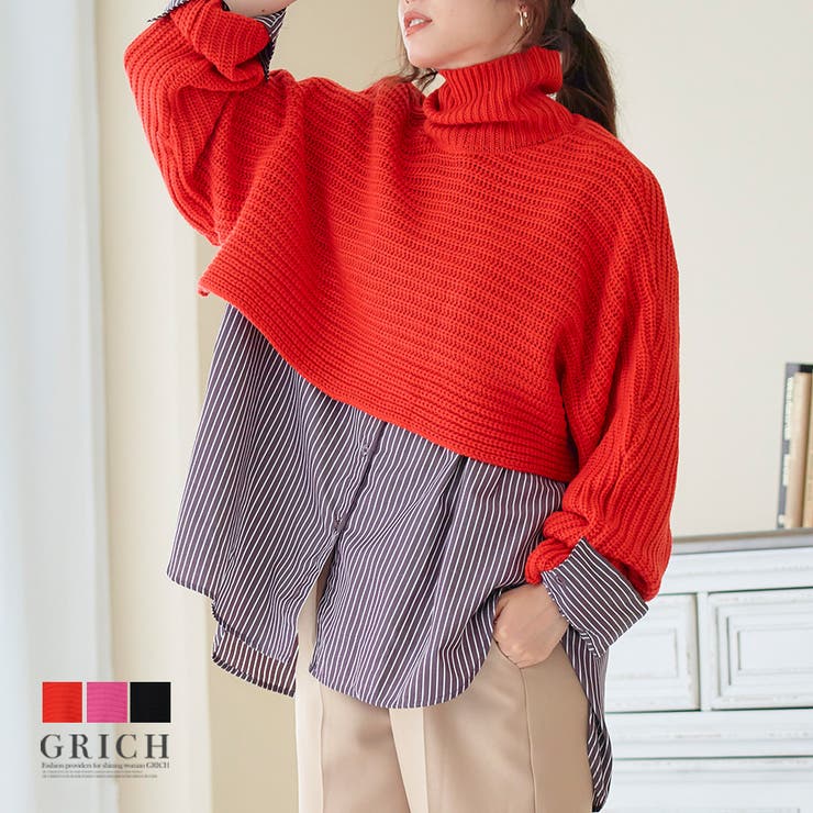 2wayタートルネックショートニット 秋冬 トップス | Growing Rich | 詳細画像1 