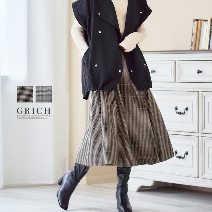 【定価46,200円】5351 チェックガウン トレンチ風チェック柄フレア／ジャンスカ｜INGNI(イング) 公式