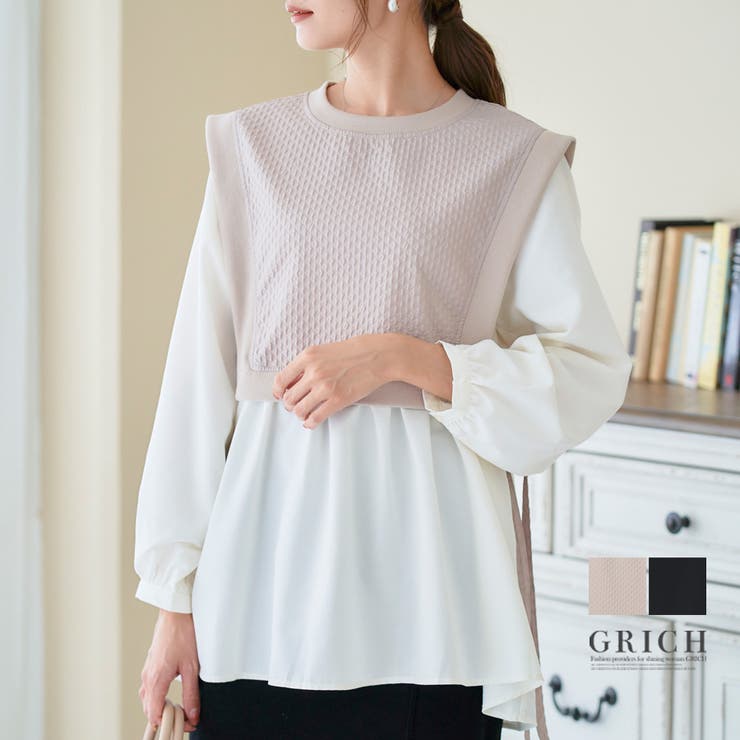 異素材ドッキングチュニック チュニック ベスト | Growing Rich | 詳細画像1 