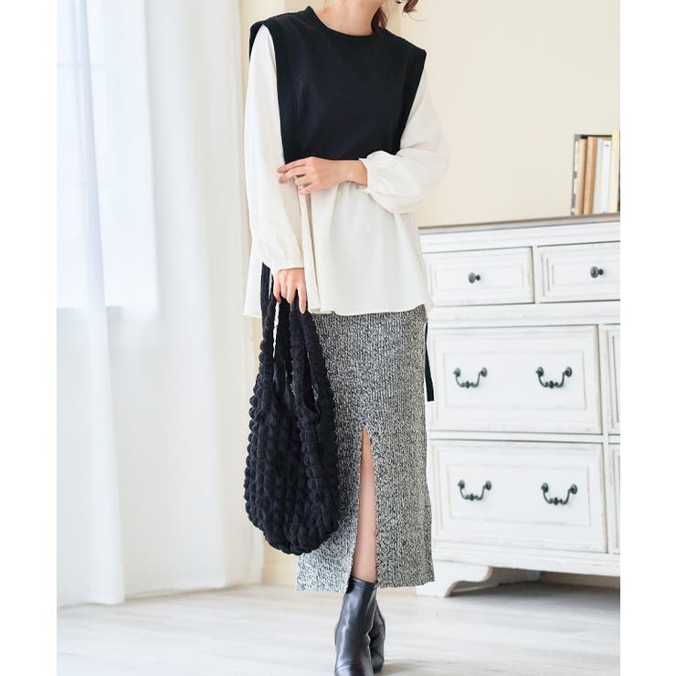 異素材ドッキングチュニック チュニック ベスト | Growing Rich | 詳細画像5 