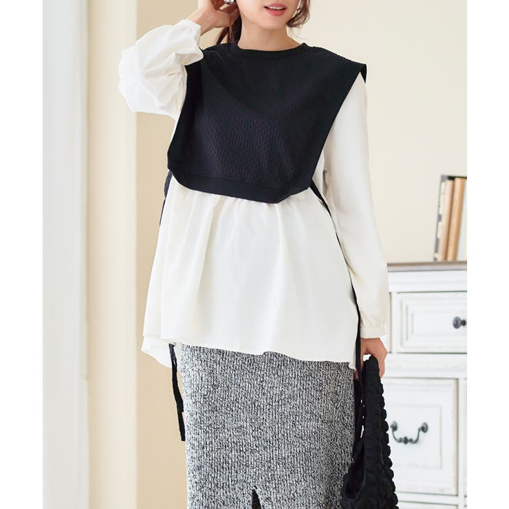 異素材ドッキングチュニック チュニック ベスト | Growing Rich | 詳細画像6 