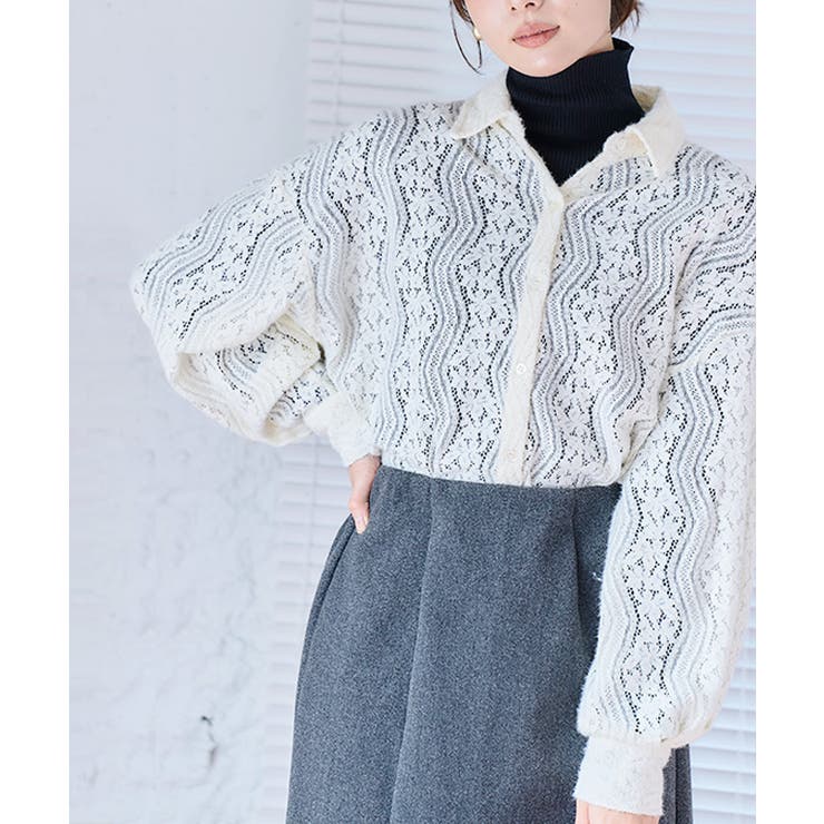 起毛ニットレースブラウス ブラウス 長袖 | Growing Rich | 詳細画像2 