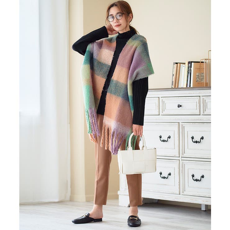 起毛ブロックチェック柄マフラー マフラー レディース | Growing Rich | 詳細画像14 