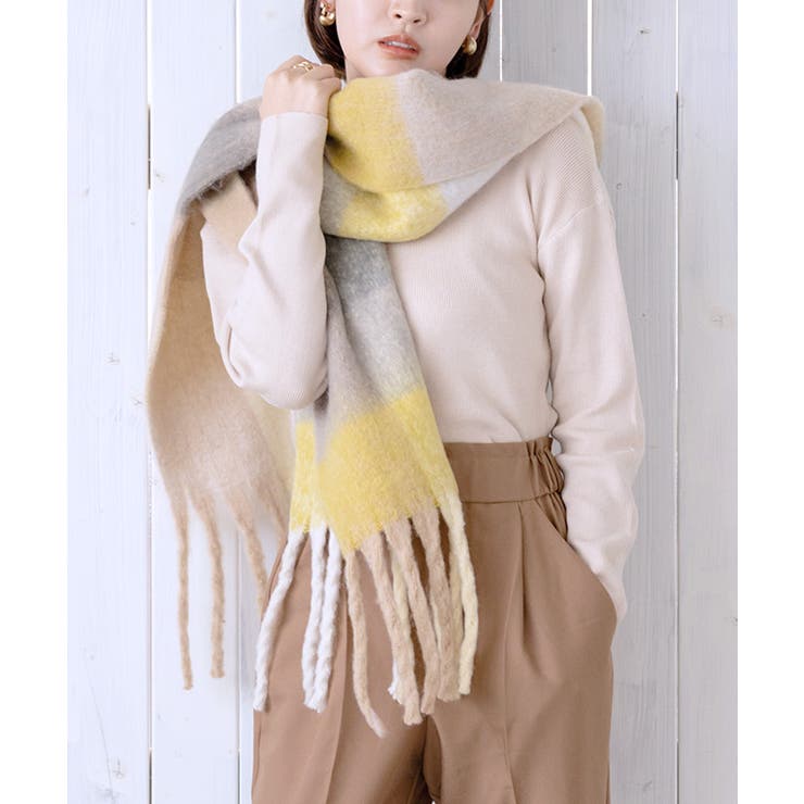 起毛ブロックチェック柄マフラー マフラー レディース | Growing Rich | 詳細画像16 