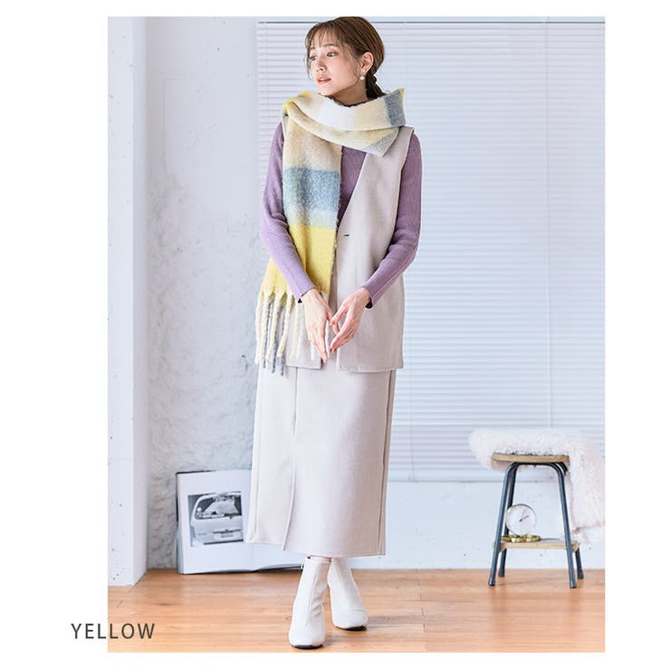 起毛ブロックチェック柄マフラー マフラー レディース | Growing Rich | 詳細画像3 