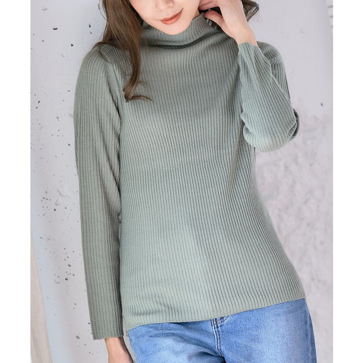 ミント | ハイネックリブニット ニット レディース | Growing Rich