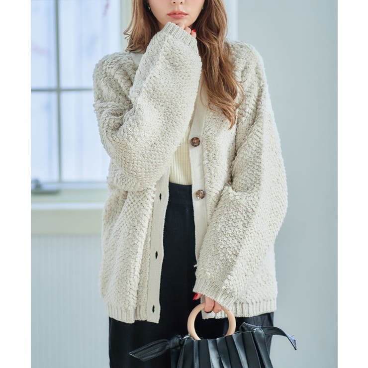 ループ編みニットカーディガン ニット レディース | Growing Rich | 詳細画像3 