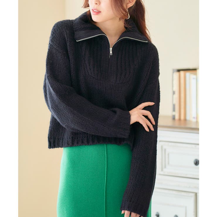 ハーフジップショート起毛ニット ニット レディース | Growing Rich | 詳細画像3 