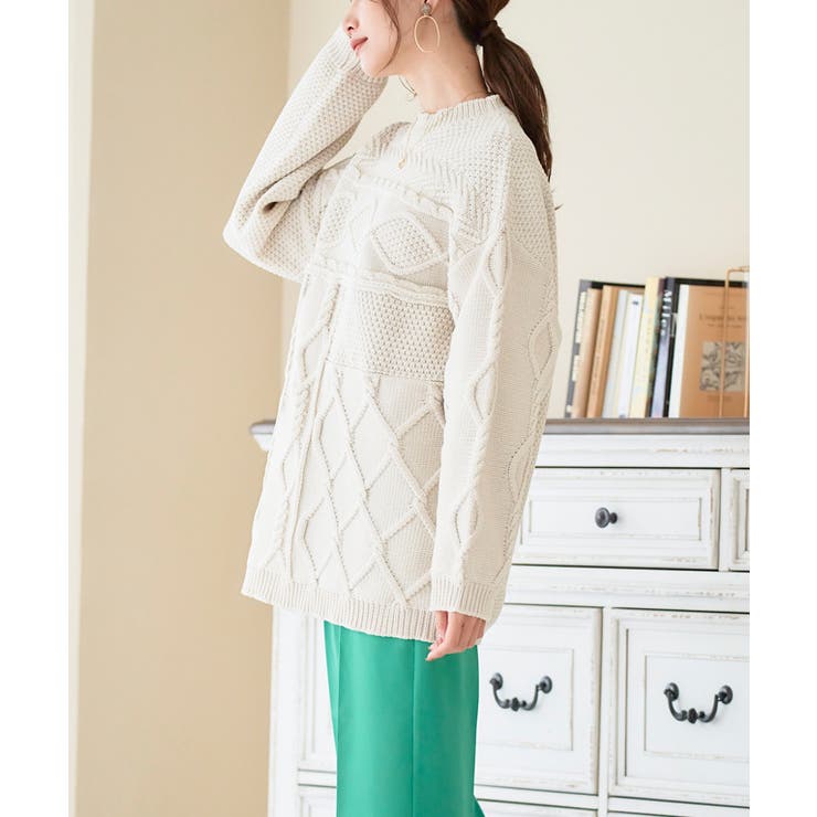 編み地切替ケーブルニット ニット レディース | Growing Rich | 詳細画像3 