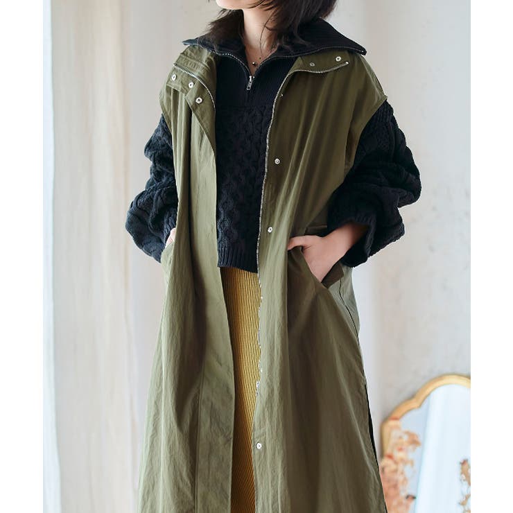 編み地切替ハーフジップケーブルニット ニット レディース | Growing Rich | 詳細画像6 