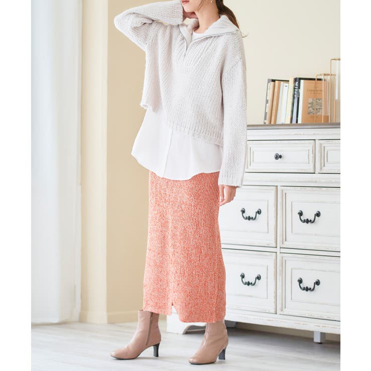オレンジ | MIXニットナロースカート ニットスカート ナロースカート | Growing Rich
