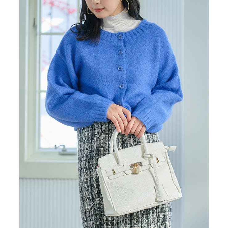 ブルー | 2wayシャギーニットカーディガン カーディガン ニット | Growing Rich