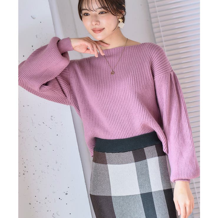 ボートネックボリューム袖ニット ニット レディース | Growing Rich | 詳細画像12 