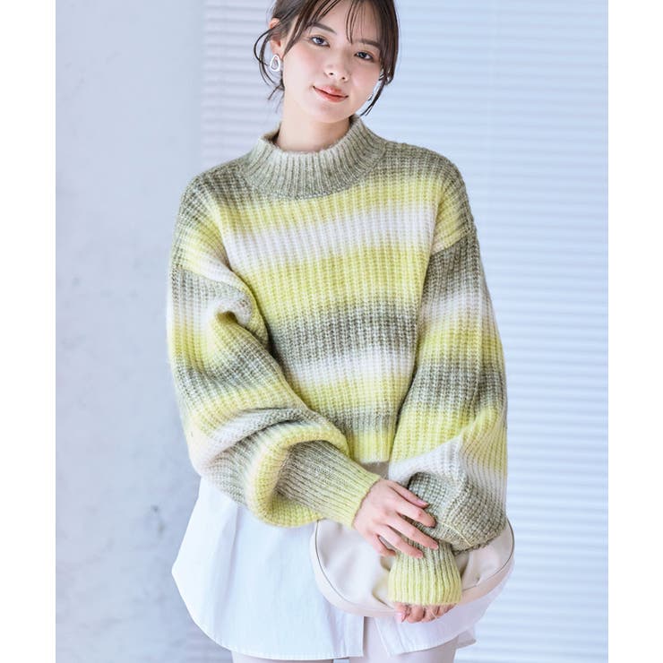 【セール】福袋/福箱ファッション通販 グラデーションボトルネックニット ニット レディース[品番 トップス