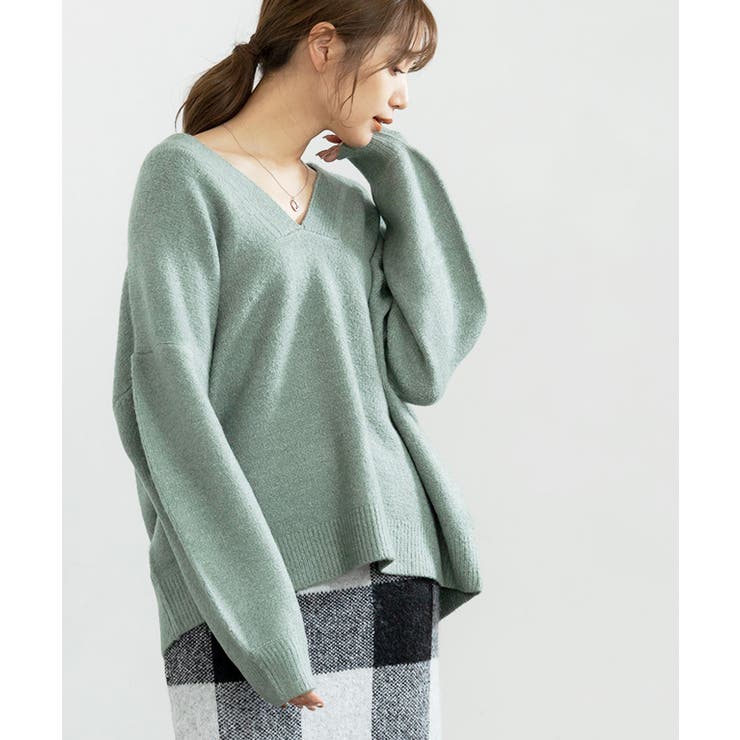 深Vネック天竺ニット ニット レディース | Growing Rich | 詳細画像15 