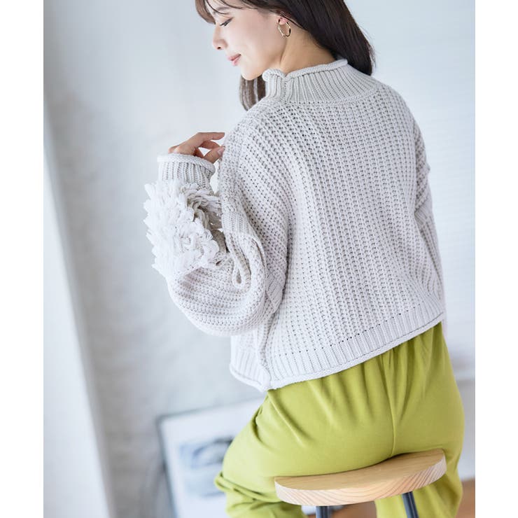 編み地切替ハイネックニット ニット レディース | Growing Rich | 詳細画像9 