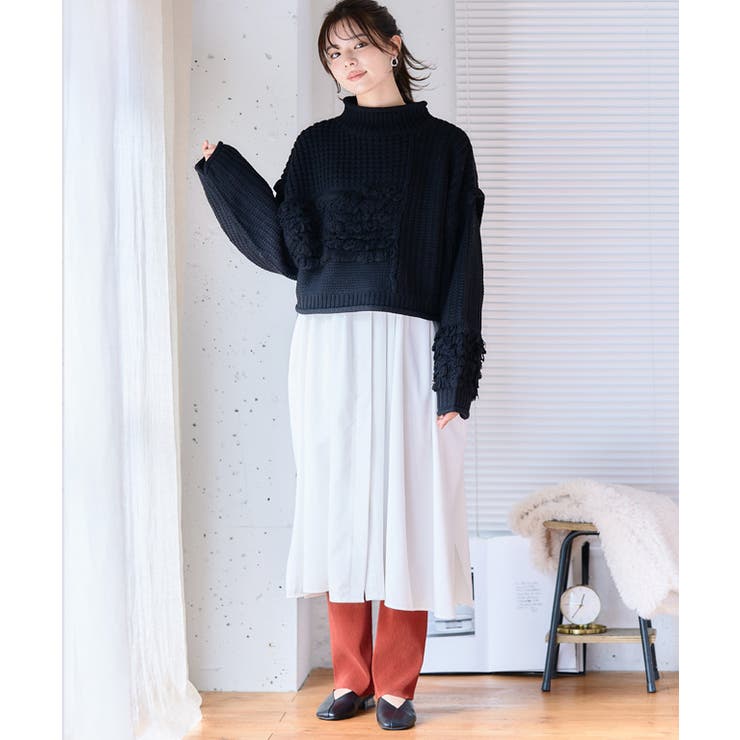 編み地切替ハイネックニット ニット レディース | Growing Rich | 詳細画像6 