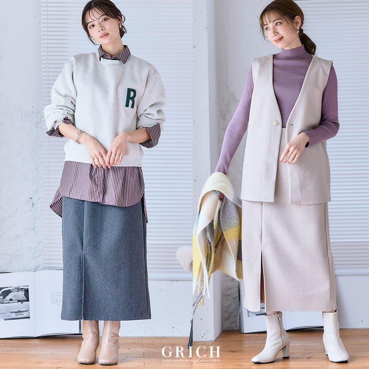 メルトンスリットナロースカート スカート ロング | Growing Rich | 詳細画像1 