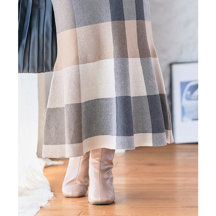 チェック柄マーメイドニットスカート M L | Growing Rich | 詳細画像5 