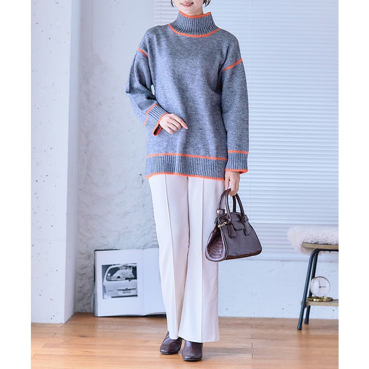 配色パイピングハイネックニット ニット レディース | Growing Rich | 詳細画像8 
