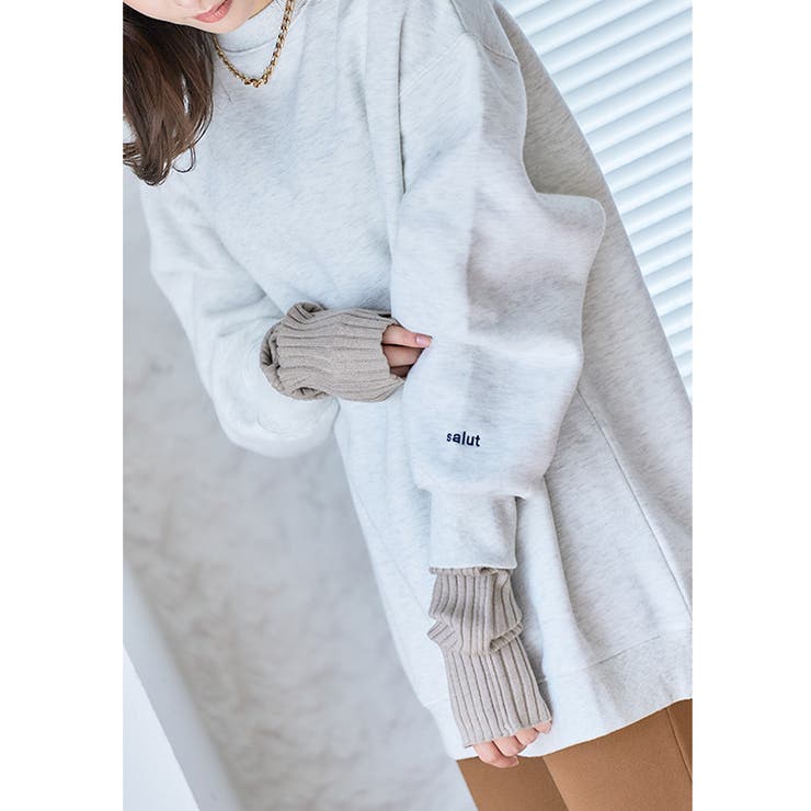 オートミール | 袖ロゴ入り裏起毛ビッグスウェット トレーナー 裏起毛 | Growing Rich