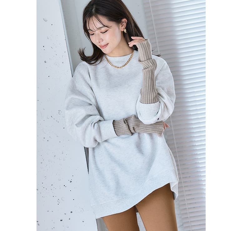 袖ロゴ入り裏起毛ビッグスウェット トレーナー 裏起毛 | Growing Rich | 詳細画像8 