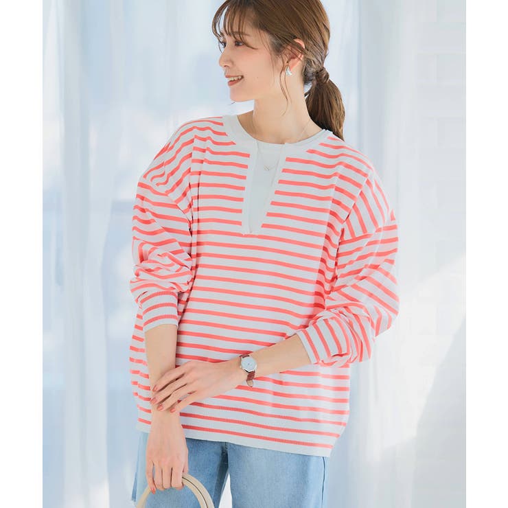 ボーダーキーネックニット ニット レディース[品番：GW000004485