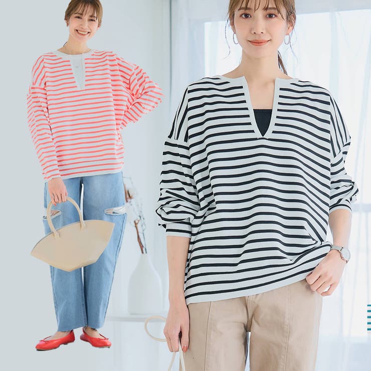 ボーダーキーネックニット ニット レディース | Growing Rich | 詳細画像1 