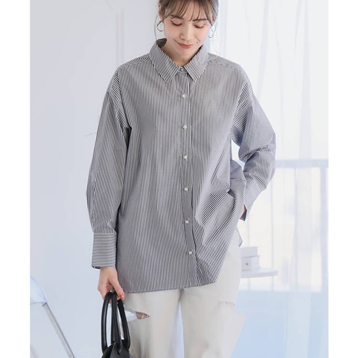 ネイビーST | パールボタンシャツ シャツ レディース | Growing Rich