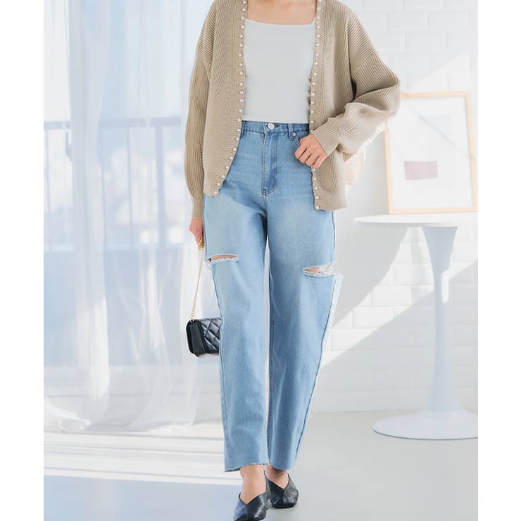 サイドカットスリットデニム S M[品番：GW000004498]｜Growing