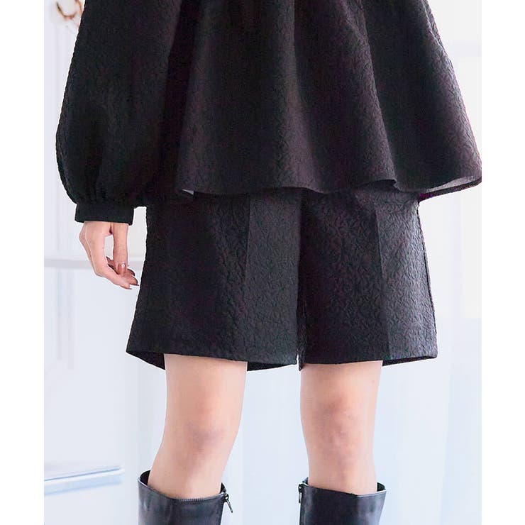 ブラック | ふくれジャガードショートパンツ ハーフパンツ ショートパンツ | Growing Rich