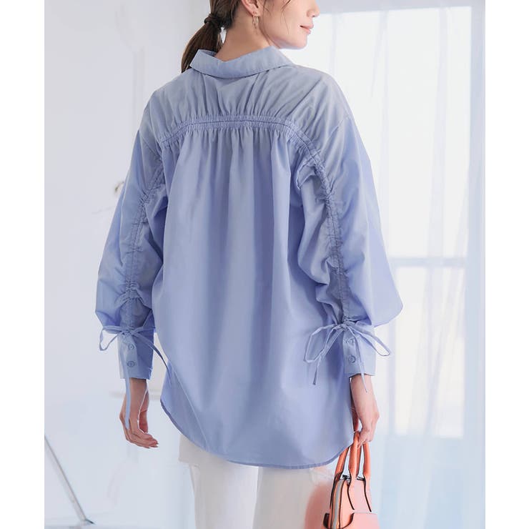 ブルー | バックドロストシャツ レディース 長袖 | Growing Rich