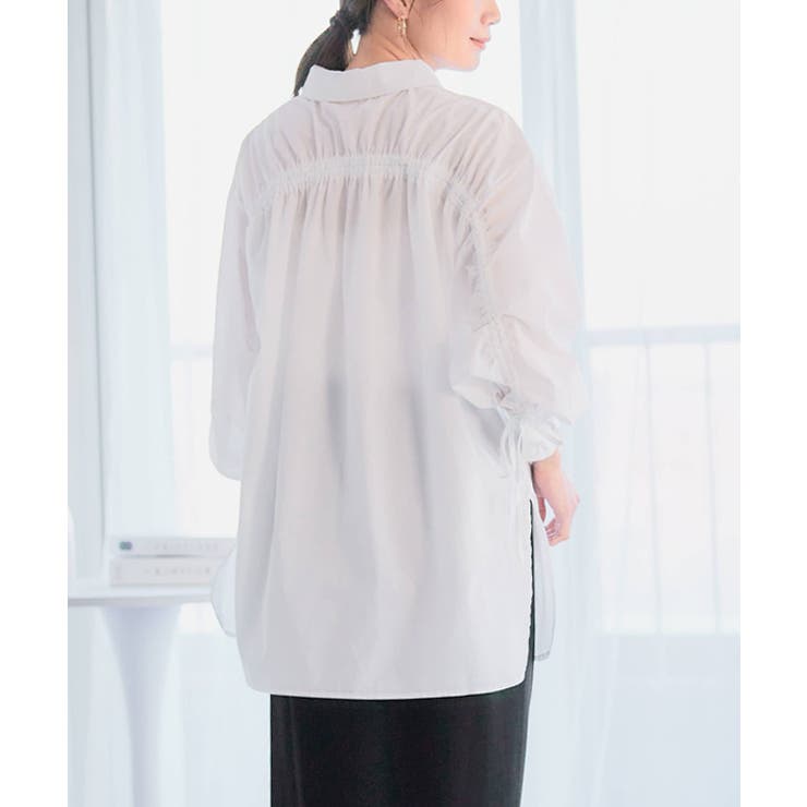 オフホワイト | バックドロストシャツ レディース 長袖 | Growing Rich