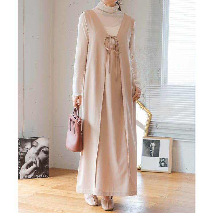 深Vネック2wayジャンパースカート ジャンパースカート ロング | Growing Rich | 詳細画像3 