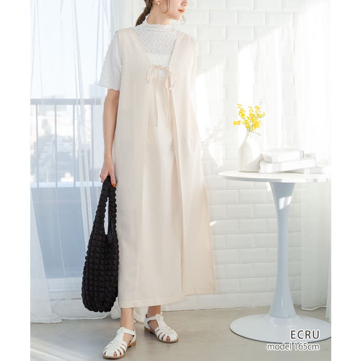 エクリュ | 深Vネック2wayジャンパースカート ジャンパースカート ロング | Growing Rich