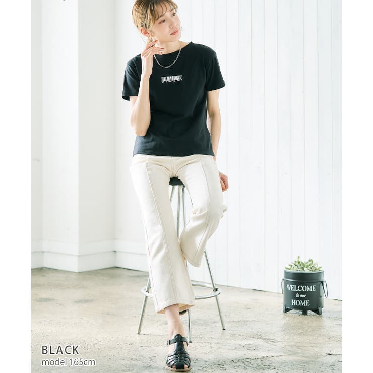 バーコードプリントTシャツ トップス レディース | Growing Rich | 詳細画像2 