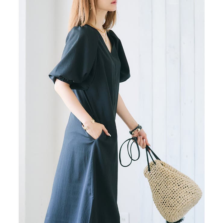 ボリューム袖クレープワンピース ワンピース 夏 | Growing Rich | 詳細画像12 