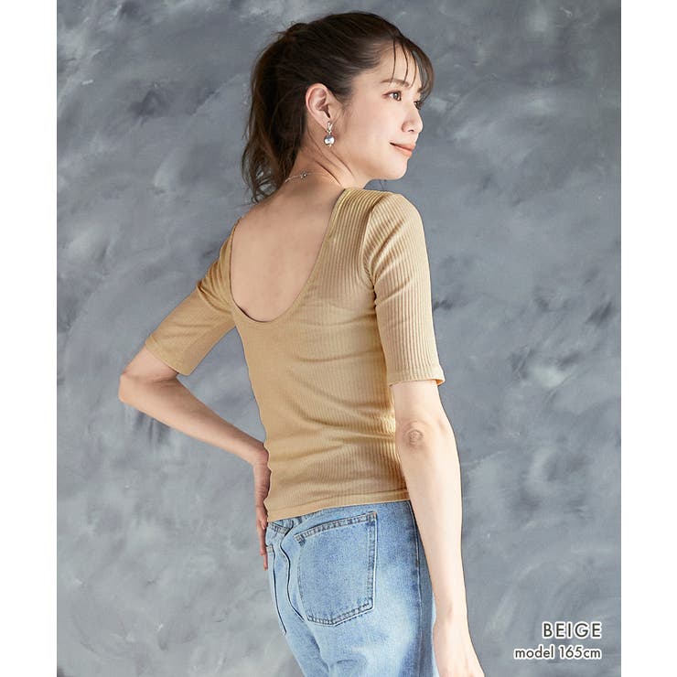 バックオープン トップス リブ | Growing Rich | 詳細画像12 